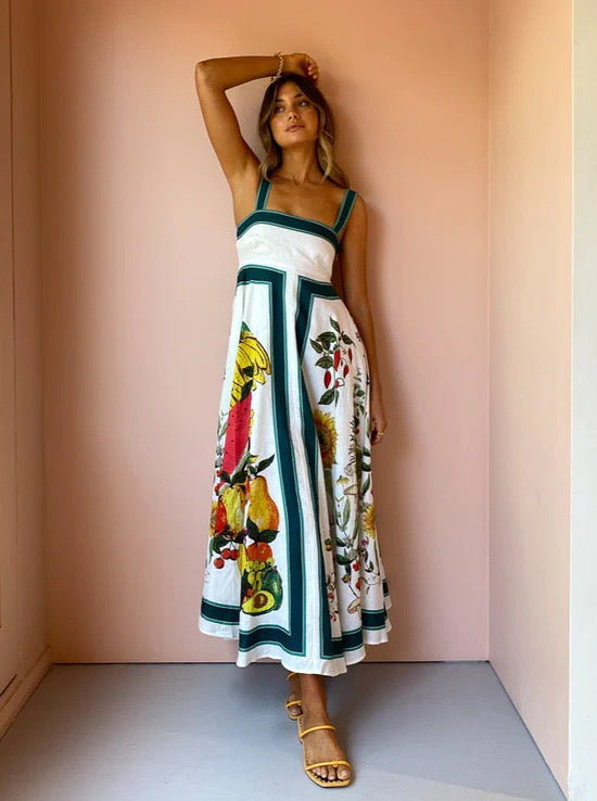 Loose Printed Backless Strapless Sexy Dress