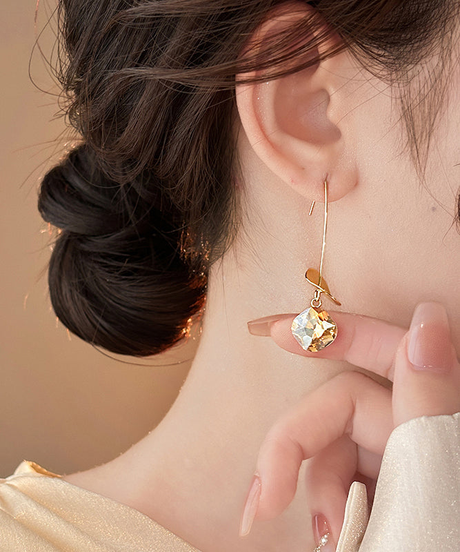 2025 Gold Copper Alloy Zircon Sequins Drop Earrings