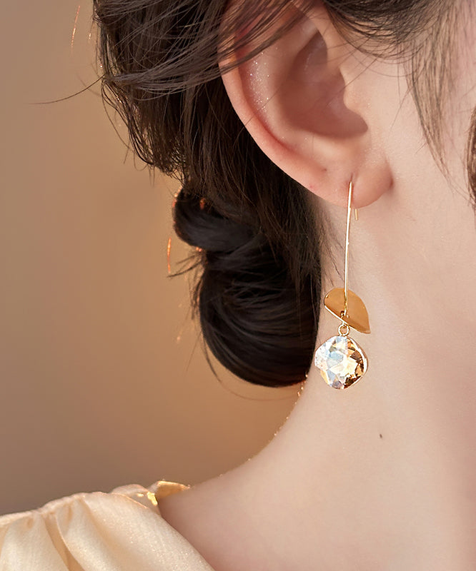 2025 Gold Copper Alloy Zircon Sequins Drop Earrings