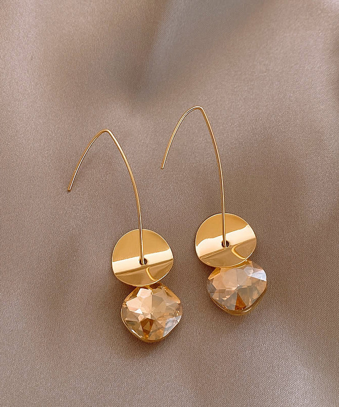 2025 Gold Copper Alloy Zircon Sequins Drop Earrings