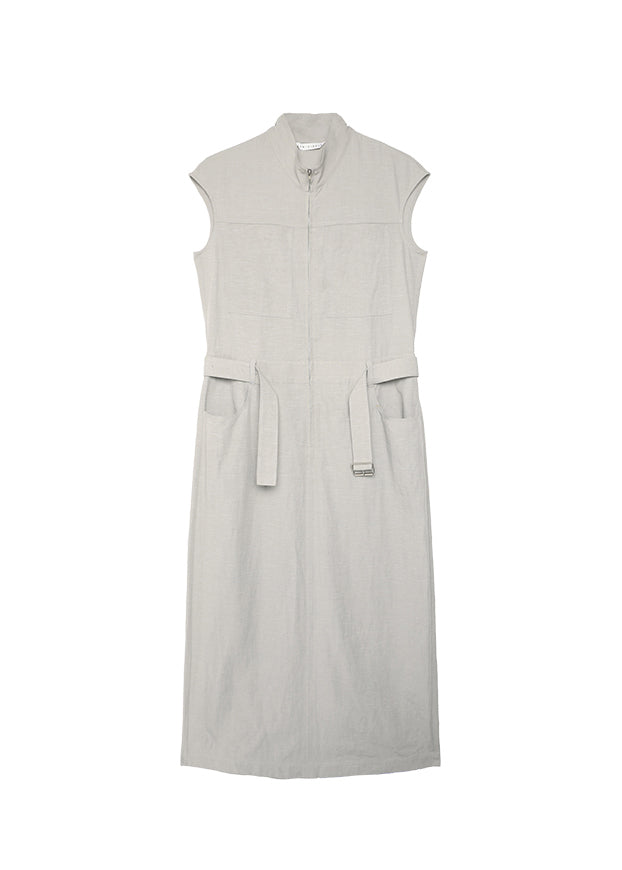 2025 New Stand Collar Pockets Cotton Long Dresses Summer