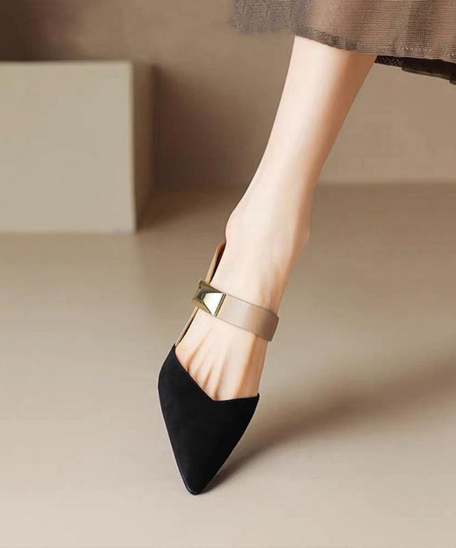 2025 New Summer Apricot Pointed Rivet Wedge Heels Slide Sandals