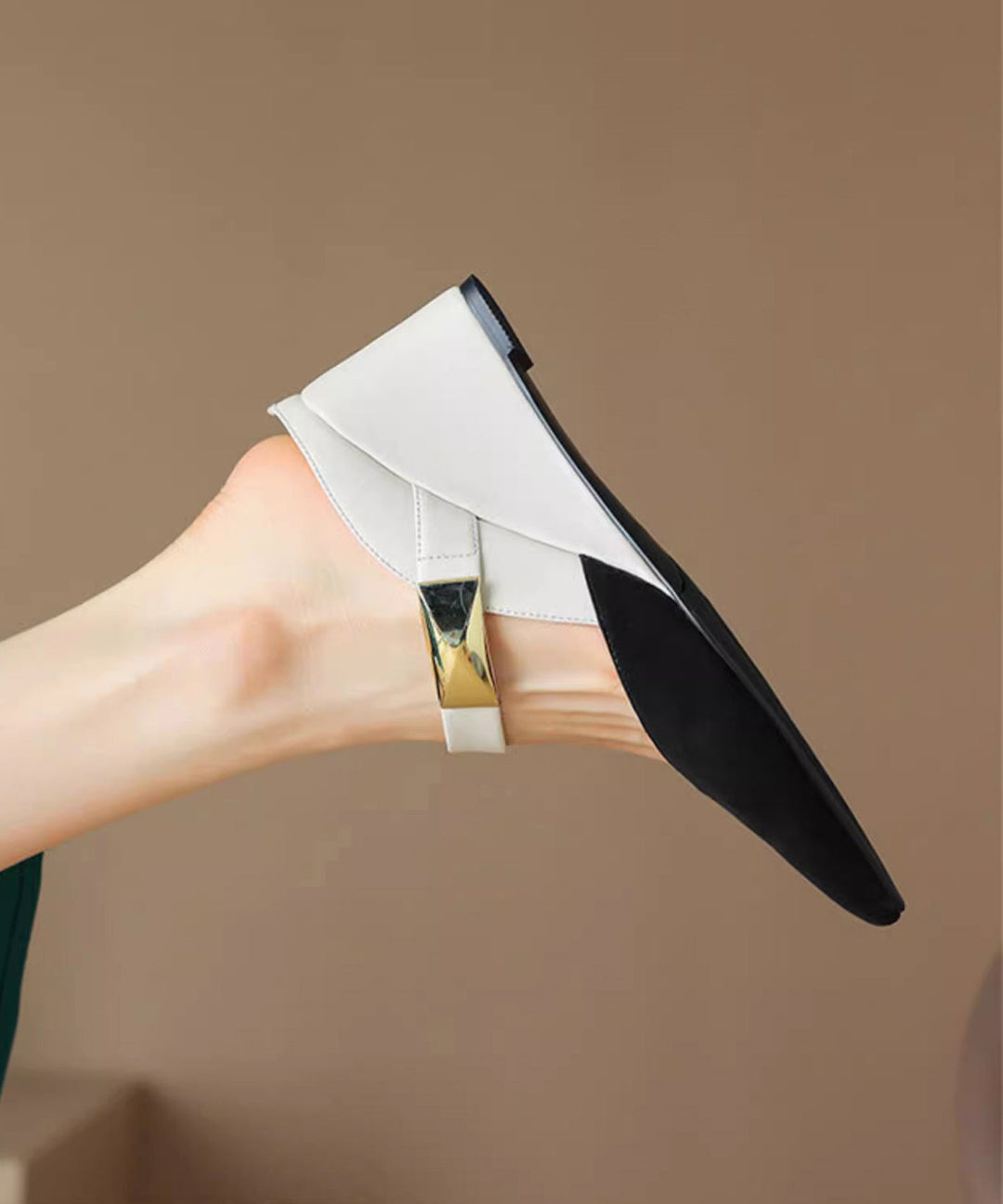 2025 New Summer Apricot Pointed Rivet Wedge Heels Slide Sandals