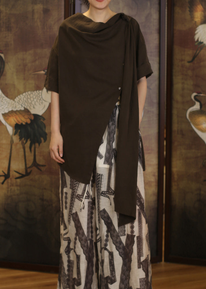 2025 New White Asymmetrical Design Cotton Shirts Summer