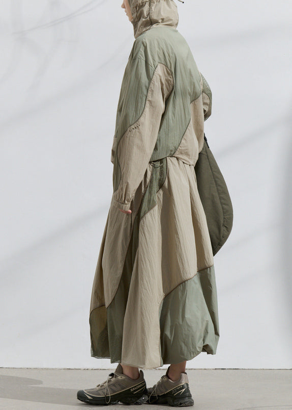 2025 Summer Green Loose Sunscreen Coat And Skirt Two Pieces Set