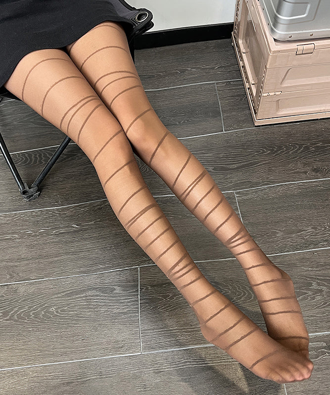 American Style Black Irregular Striped Sexy Jacquard Leg Socks