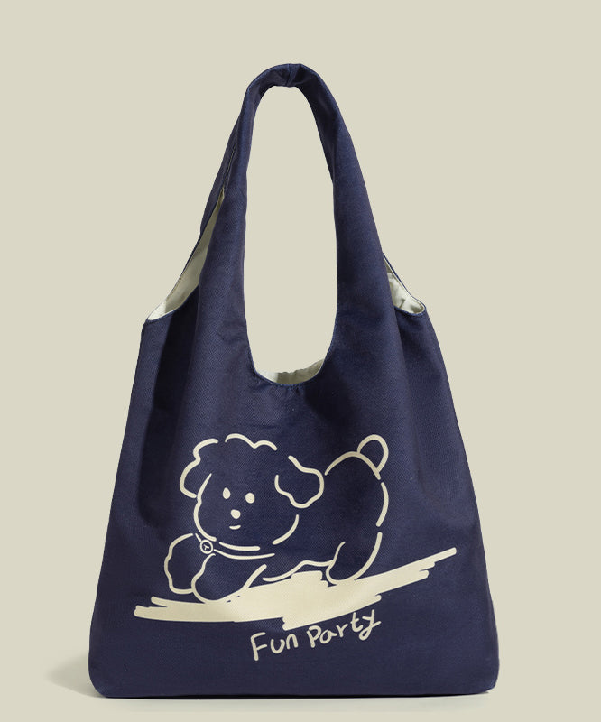 Art Dog Print Large Capacity Canvas Shoulder Bags