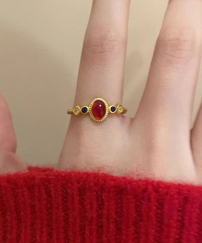 Art Gold Sterling Silver Overgild Drop Glaze Rings