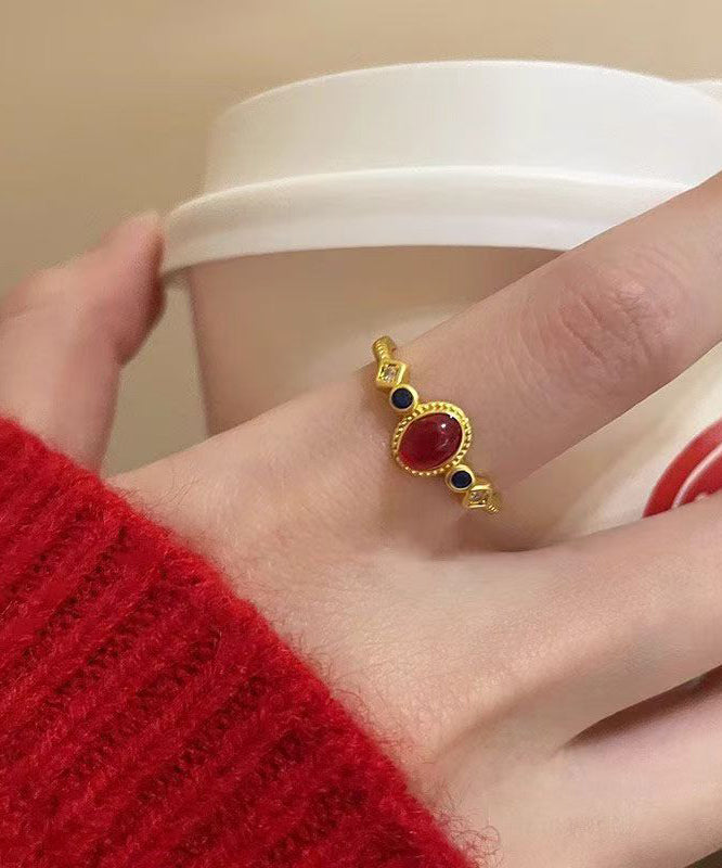 Art Gold Sterling Silver Overgild Drop Glaze Rings