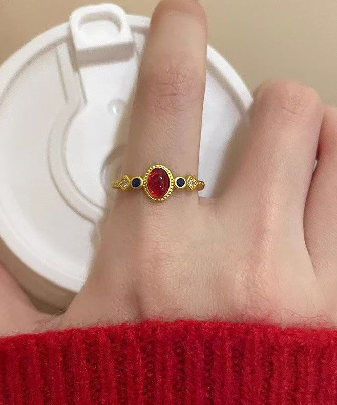 Art Gold Sterling Silver Overgild Drop Glaze Rings