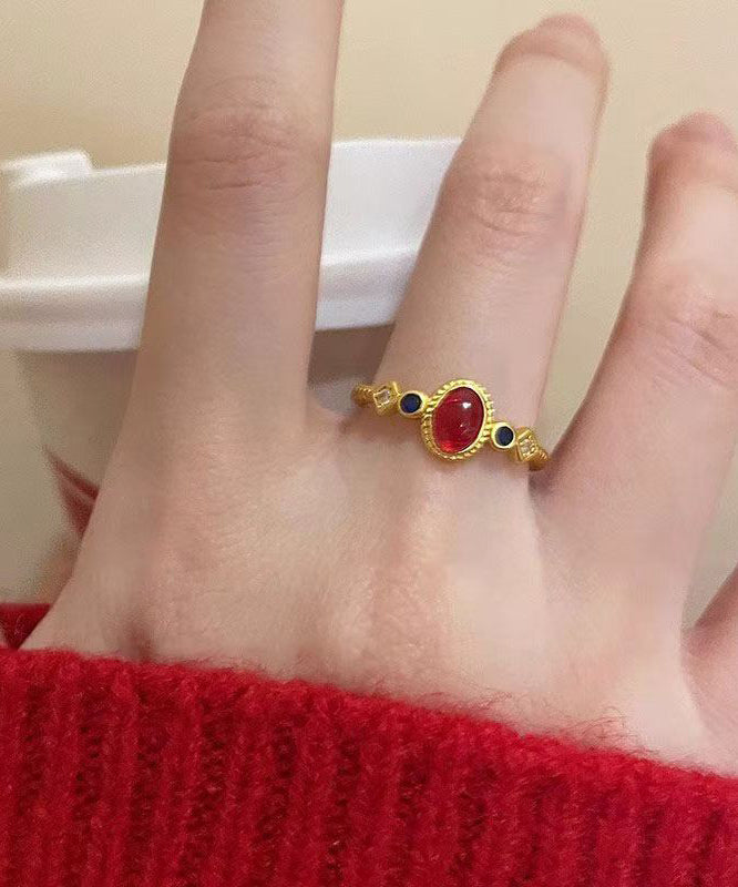 Art Gold Sterling Silver Overgild Drop Glaze Rings