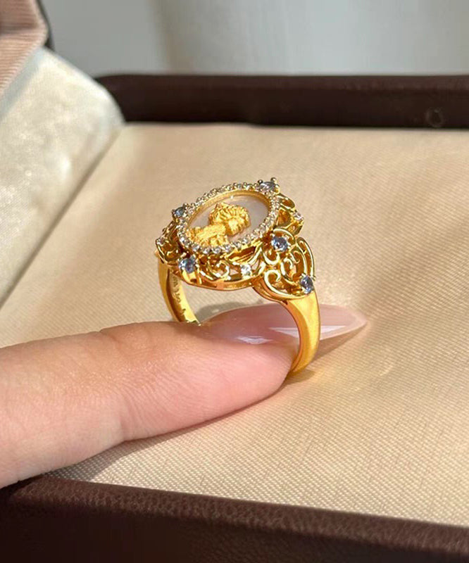 Art Gold Sterling Silver Overgild Zircon Rings