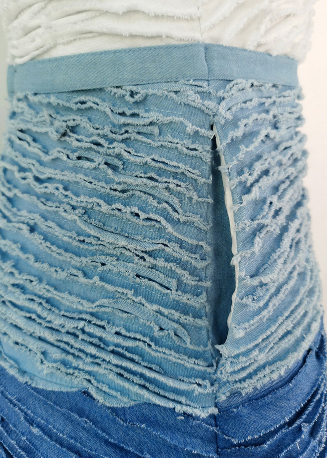 Art Gradient Color Zippered Pockets Cotton Spaghetti Strap Dress Sleeveless