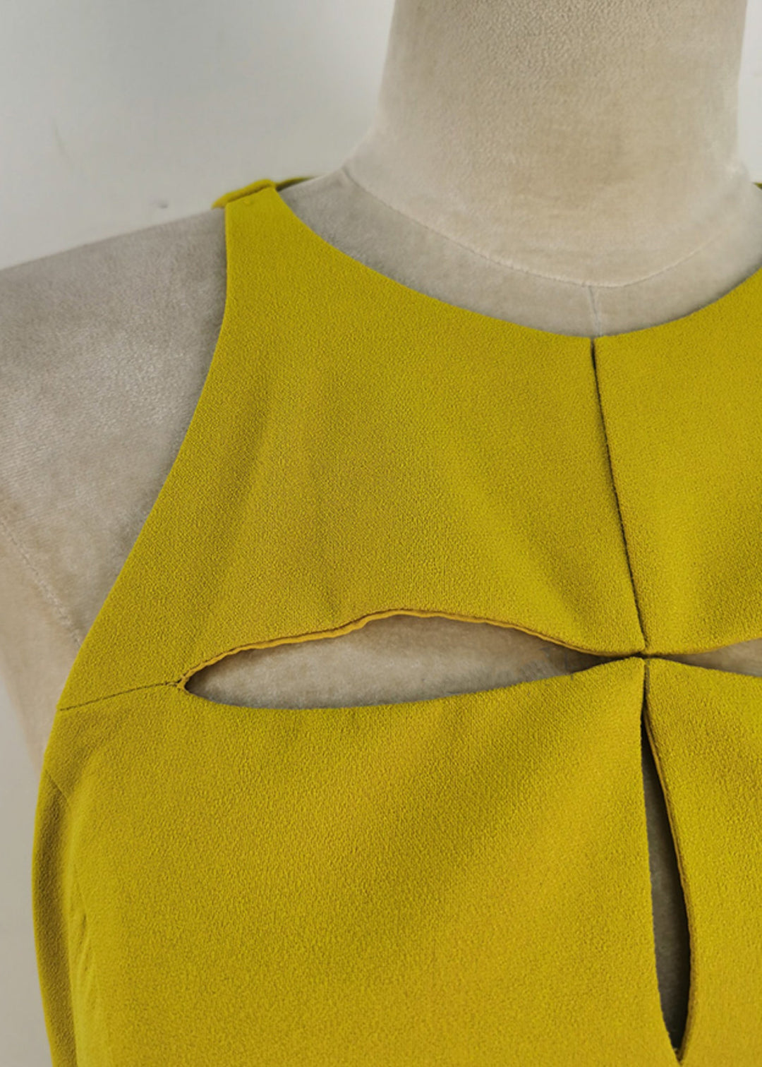 Art Yellow Asymmetrical Hollow Out Cotton Dress Sleeveless