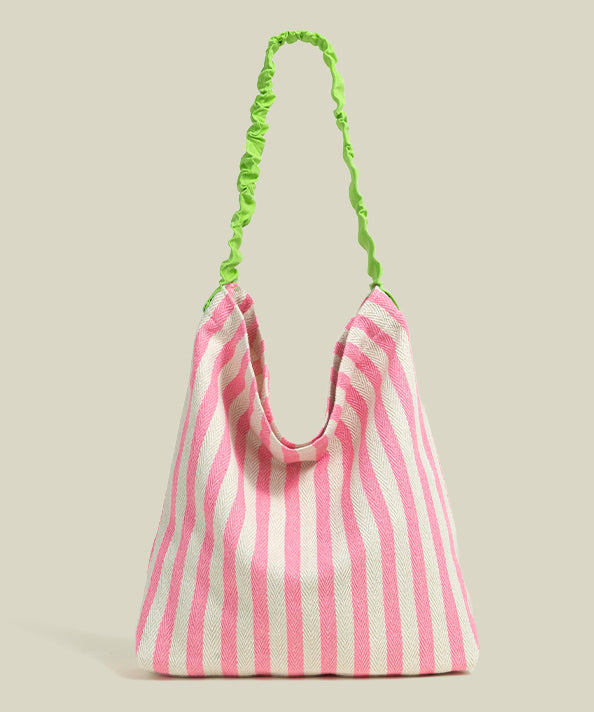 Art Yellow Striped Large Capacity Canvas Shoulder Bags