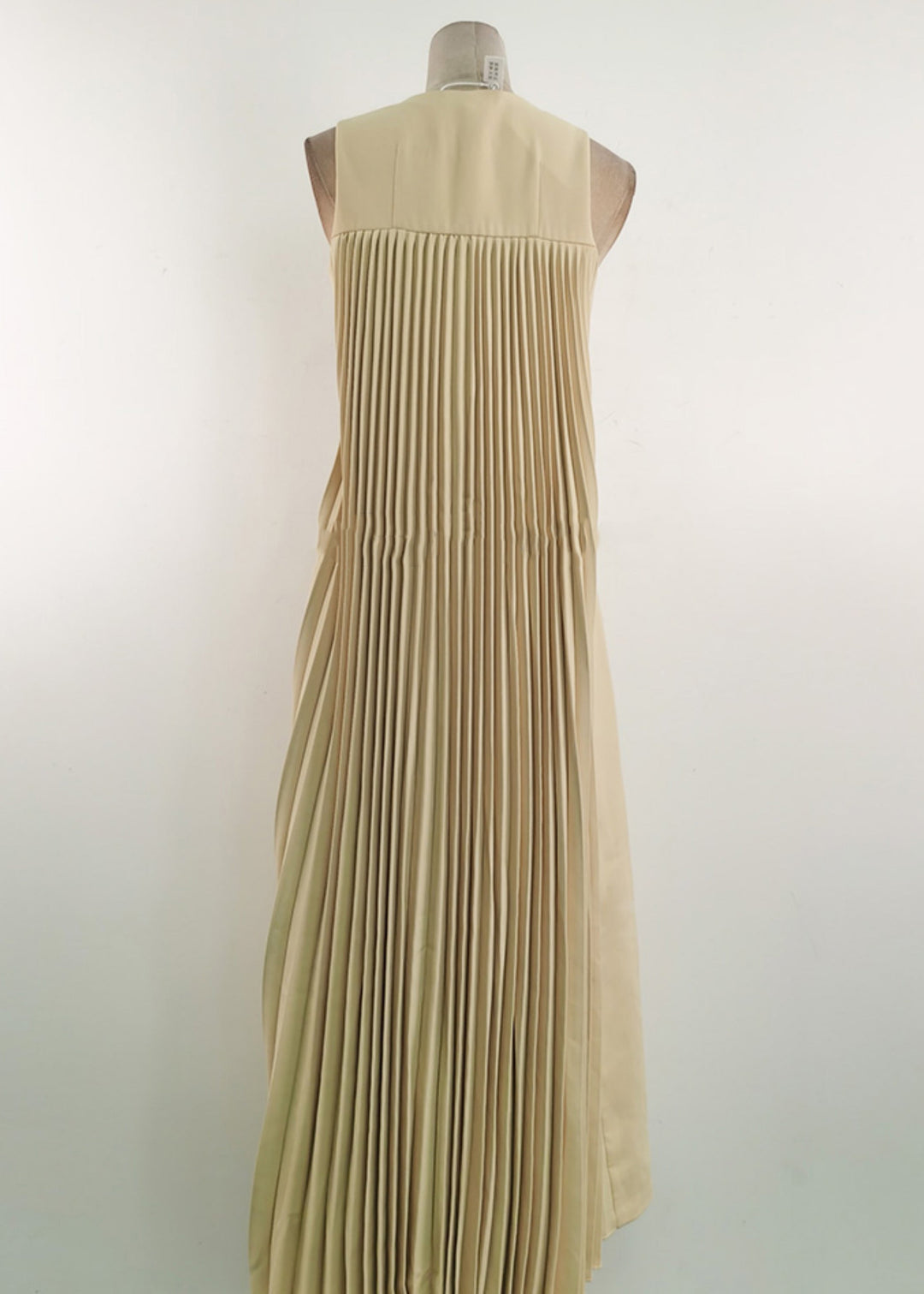 Art Yellow Wrinkled Side Open Dresses And Pants Cotton Two Pieces Set Sleeveless