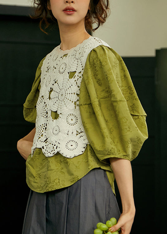 Beautiful Beige O-Neck Hollow Out Hook Flower Cotton Vest Sleeveless