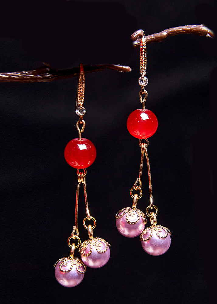 Beautiful Purple Pearl Zircon Drop Earrings