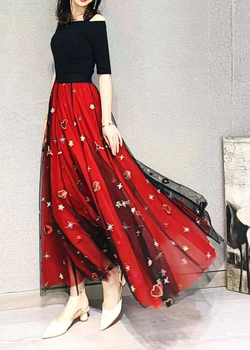 Beautiful Red Heart Sequins Exra Large Hem Tulle Skirts Spring
