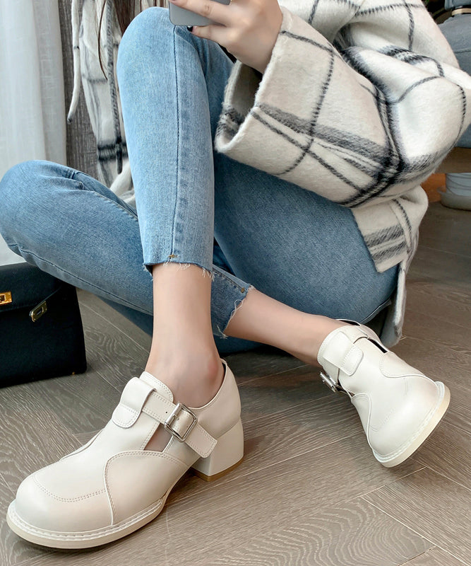 Black Cowhide Leather Loafer Shoes Splicing Buckle Strap