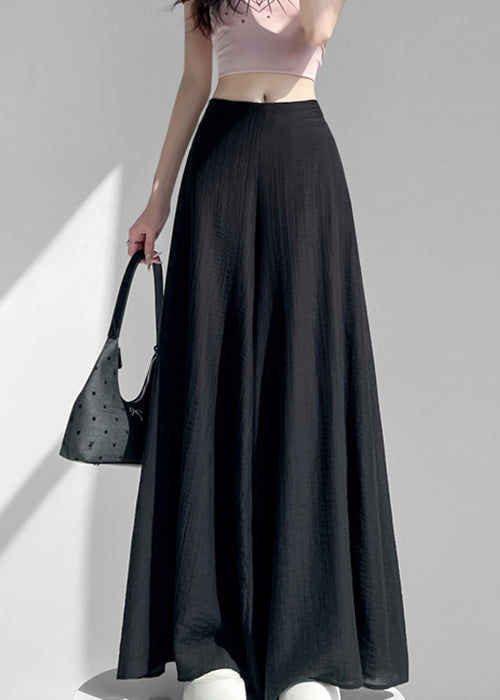 Black Thin Cotton Summer Wide Leg Pant High Waist
