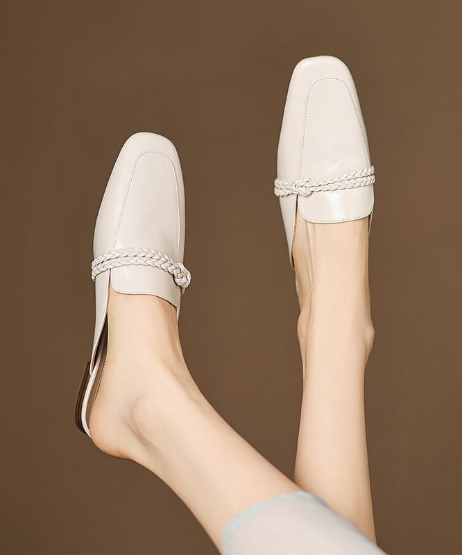 Blue Splicing Classy Sheepskin Slide Sandals