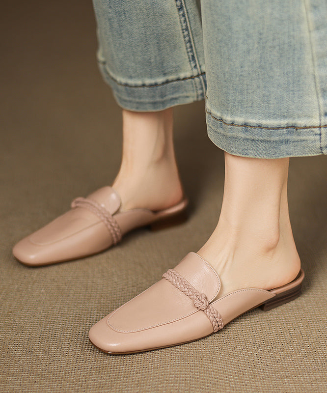 Blue Splicing Classy Sheepskin Slide Sandals