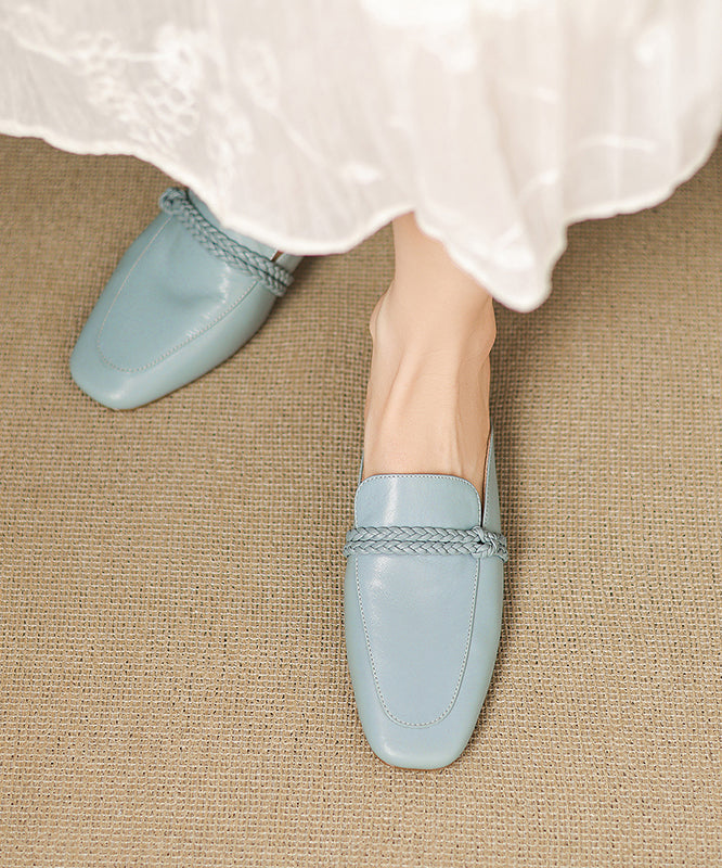 Blue Splicing Classy Sheepskin Slide Sandals