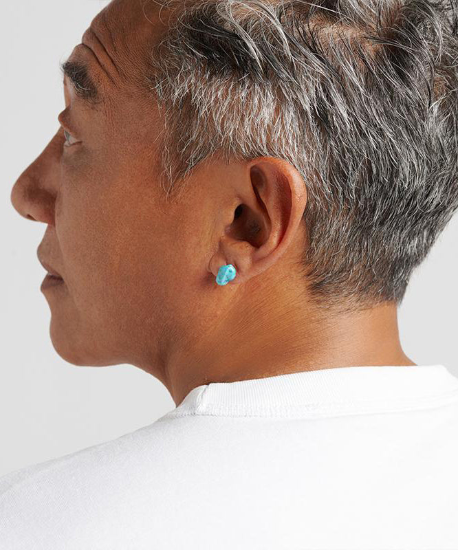 Blue Sterling Silver Asymmetrica Turquoise Same Gender Design Stud Earrings