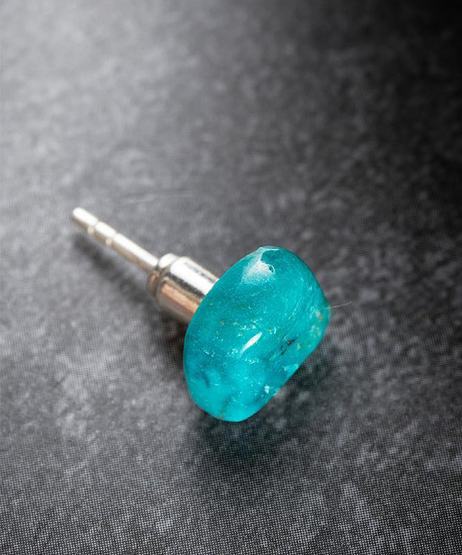 Blue Sterling Silver Asymmetrica Turquoise Same Gender Design Stud Earrings