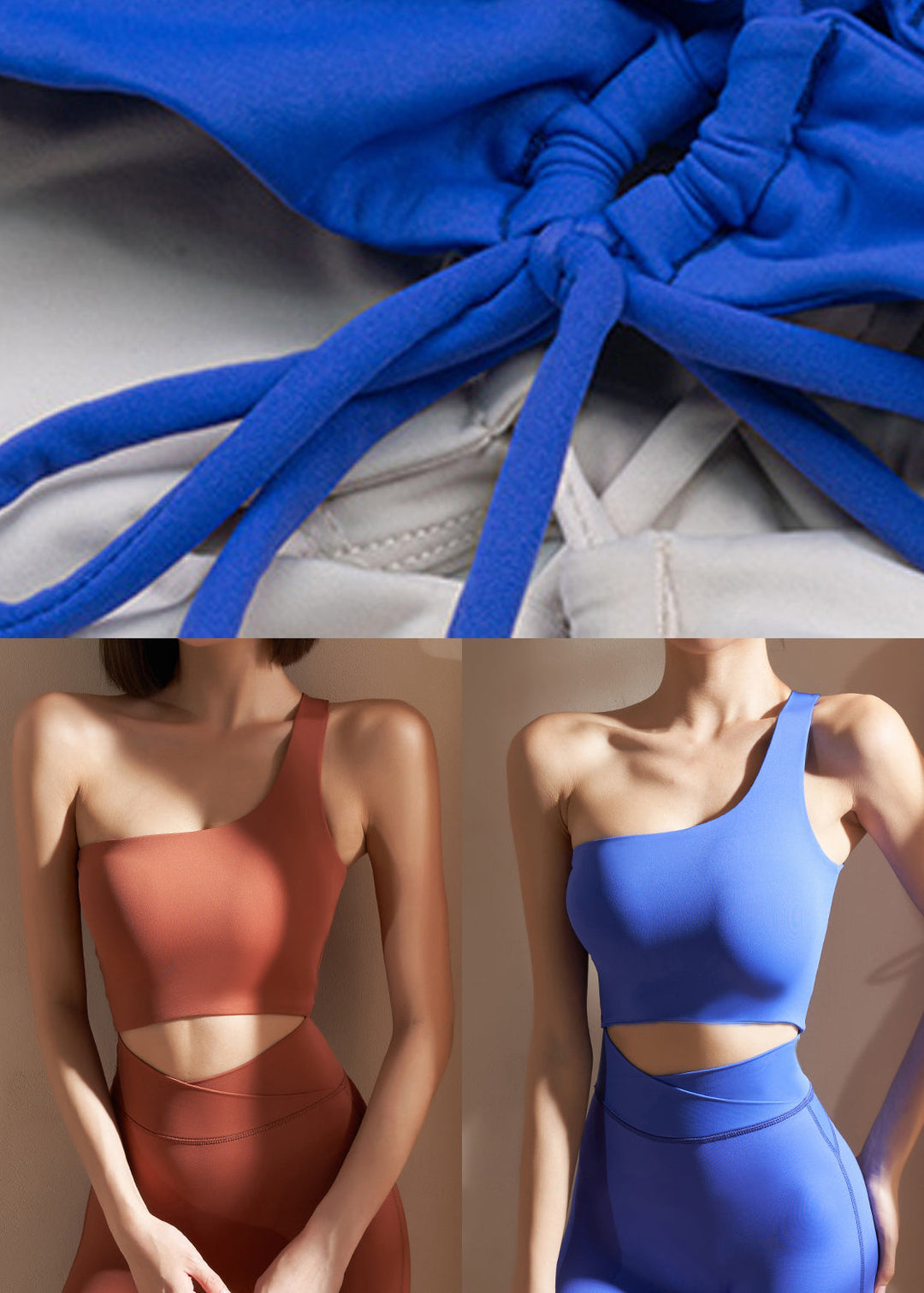 Blue Tie Waist Modal Cotton Yoga Top