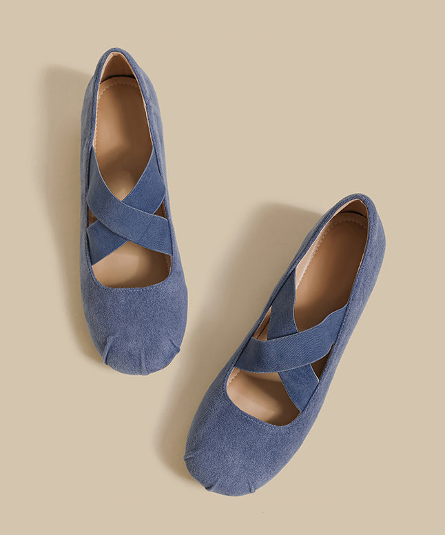 Blue Wedge Suede Classy Splicing Cross Strap