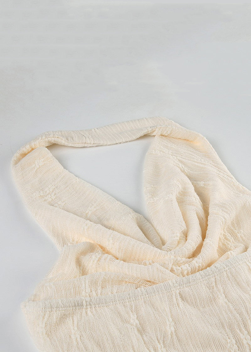 Bohemian Apricot Asymmetrical Backless Lace Mini Dresses Sleeveless