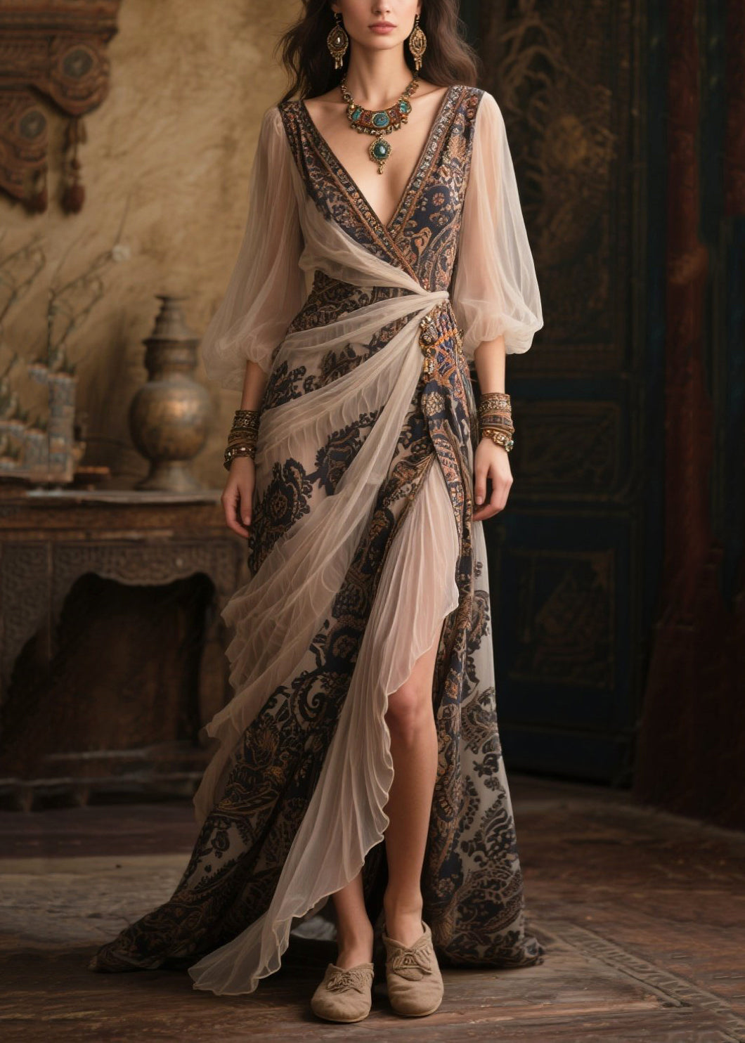 Bohemian Asymmetrical Patchwork Exra Large Hem Chiffon Dresses Summer