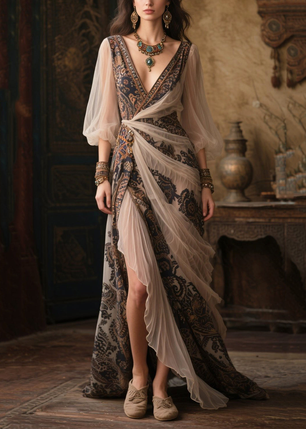 Bohemian Asymmetrical Patchwork Exra Large Hem Chiffon Dresses Summer