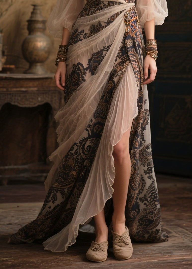 Bohemian Asymmetrical Patchwork Exra Large Hem Chiffon Dresses Summer