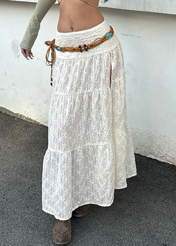 Bohemian Beige Side Open High Waist Cotton Skirts Summer