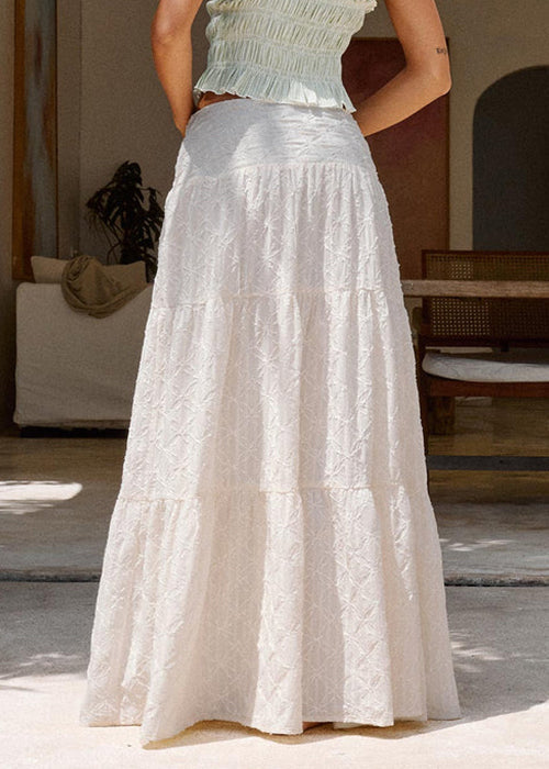 Bohemian Beige Side Open High Waist Cotton Skirts Summer