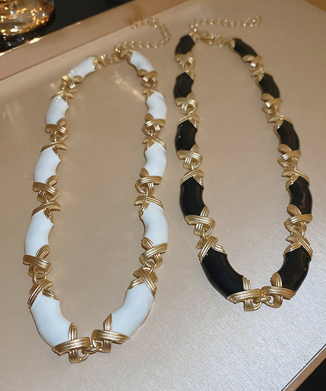 Bohemian Black Alloy Drip Glaze Gratuated Bead Necklace