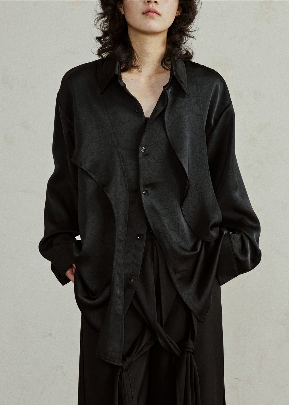 Bohemian Black Asymmetrical Button Top Lantern Sleeve