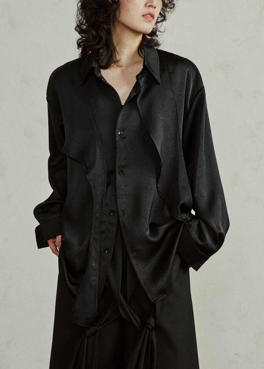 Bohemian Black Asymmetrical Button Top Lantern Sleeve