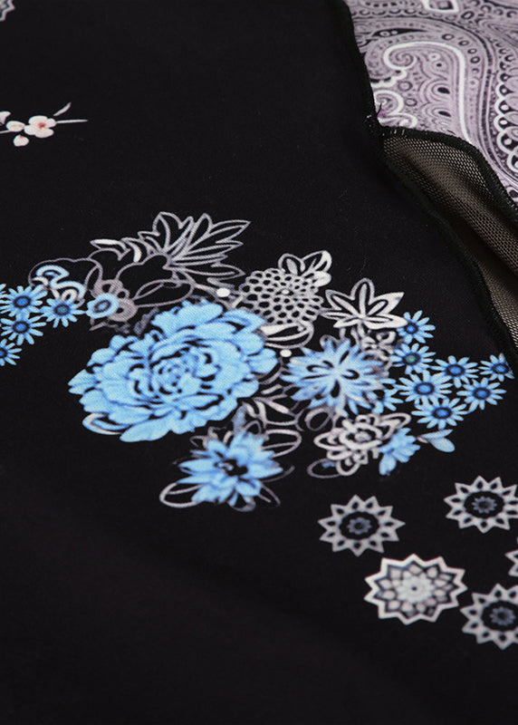 Bohemian Black Print Patchwork Cotton Skirts Summer