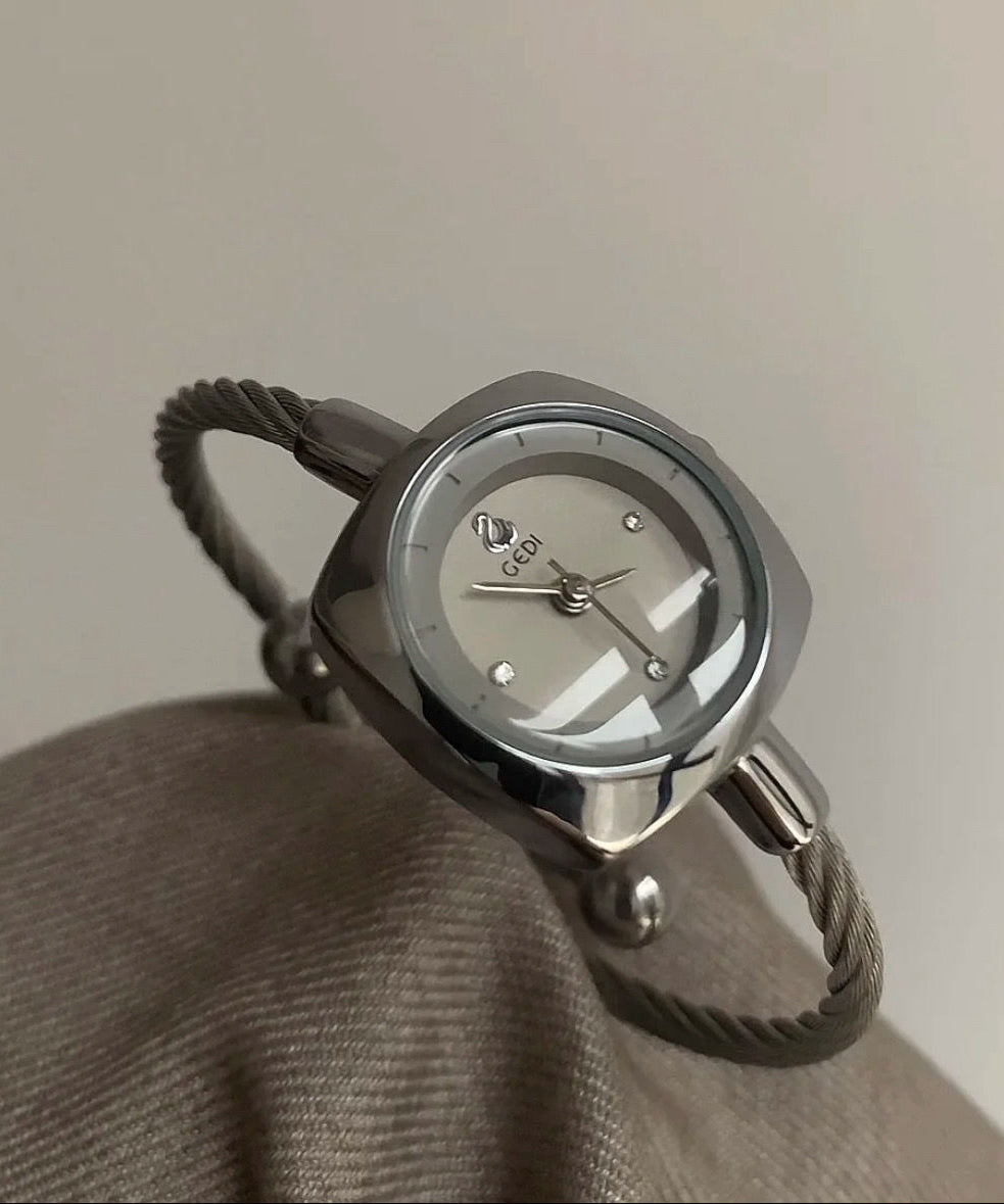 Bohemian Green Stainless Steel Reinforced Glass Square Watches