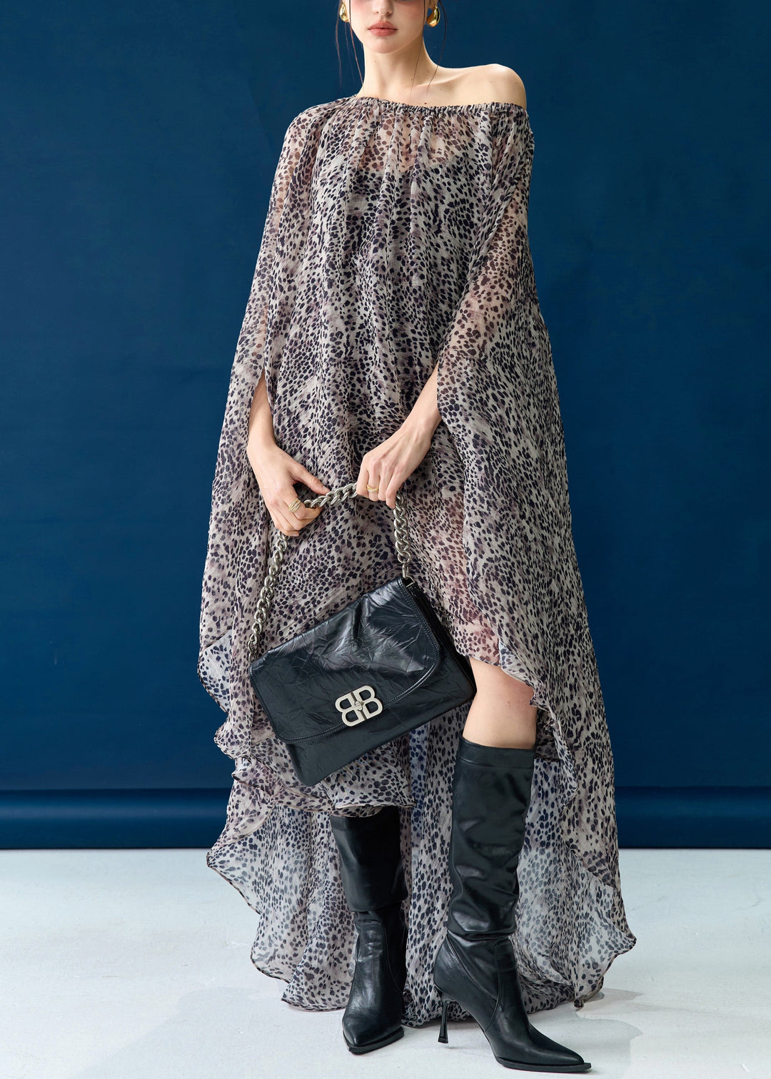 Bohemian Print Low High Design Pockets Cotton Dresses Fall