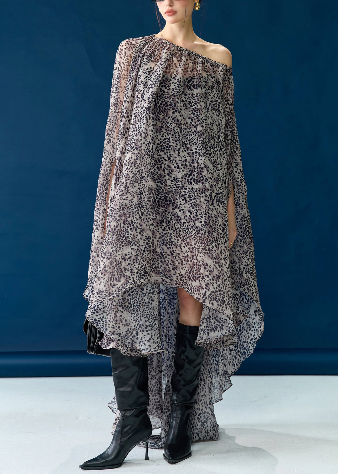 Bohemian Print Low High Design Pockets Cotton Dresses Fall