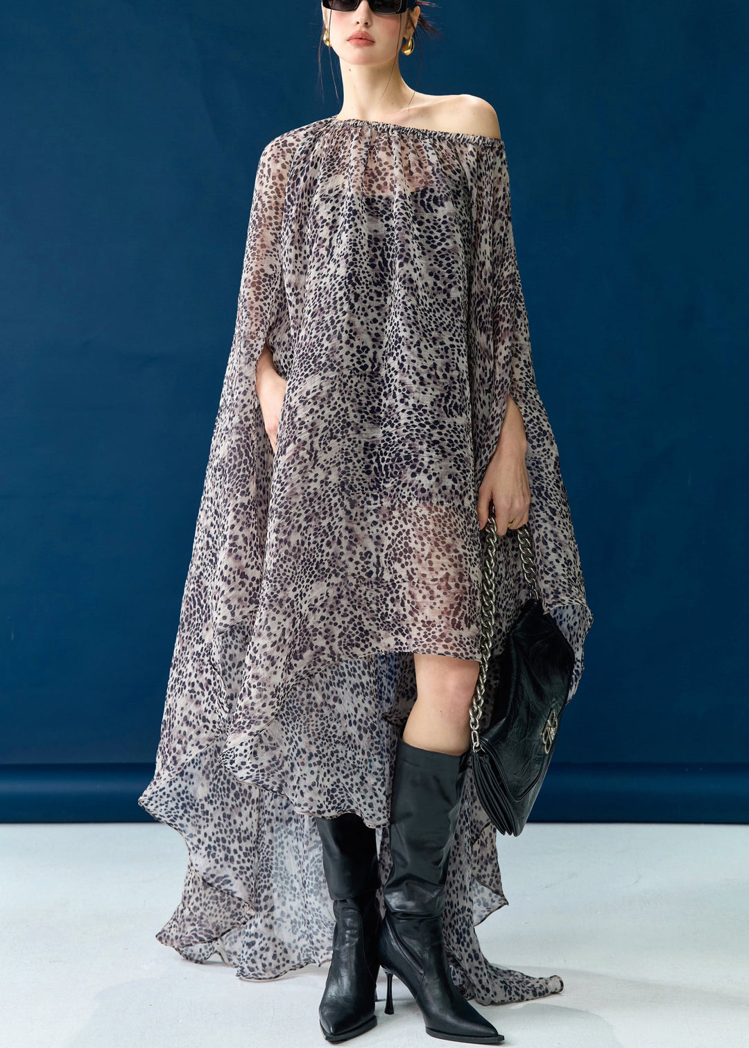 Bohemian Print Low High Design Pockets Cotton Dresses Fall