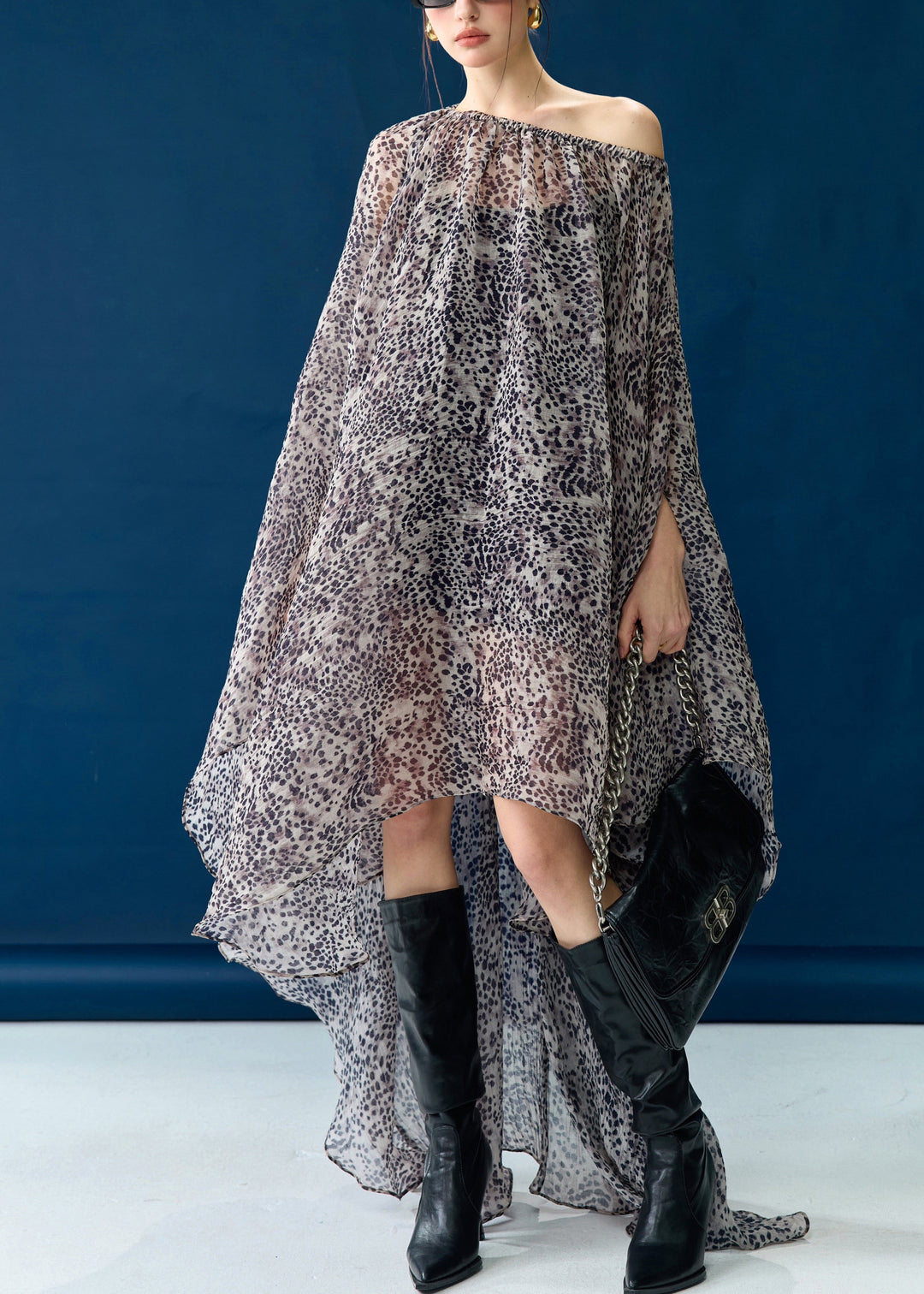 Bohemian Print Low High Design Pockets Cotton Dresses Fall