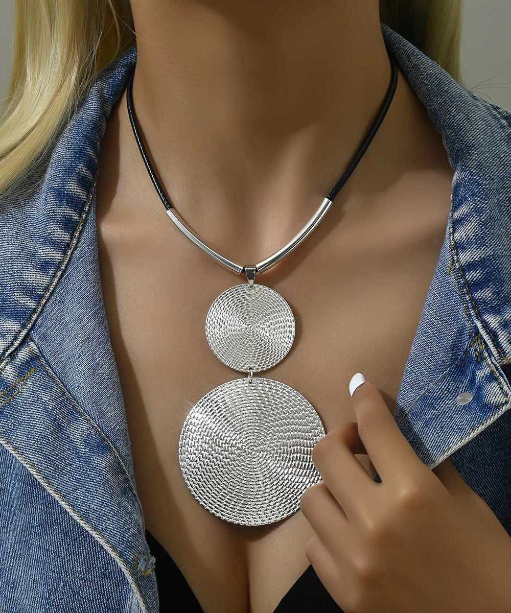 Bohemian Silk Metal Asymmetrical Pendant Necklace