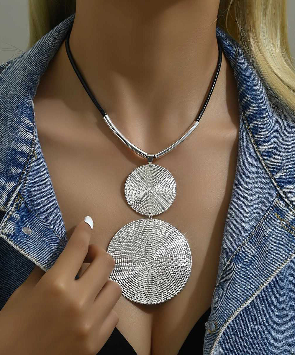 Bohemian Silk Metal Asymmetrical Pendant Necklace