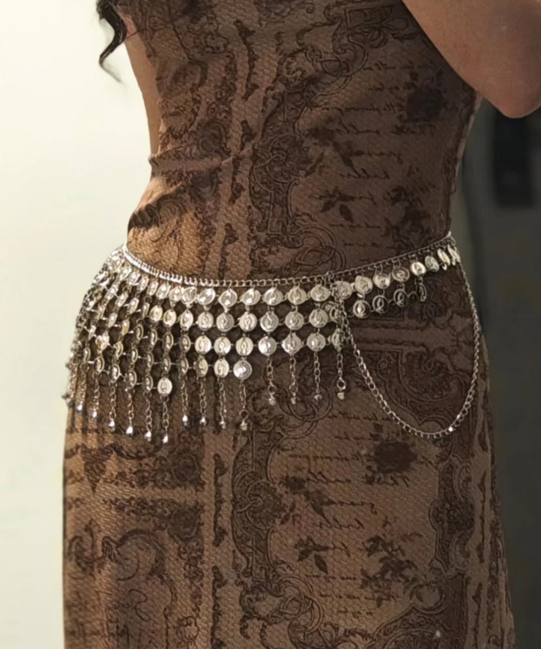 Bohemian White Alloy Sequins Tassel Body Chain